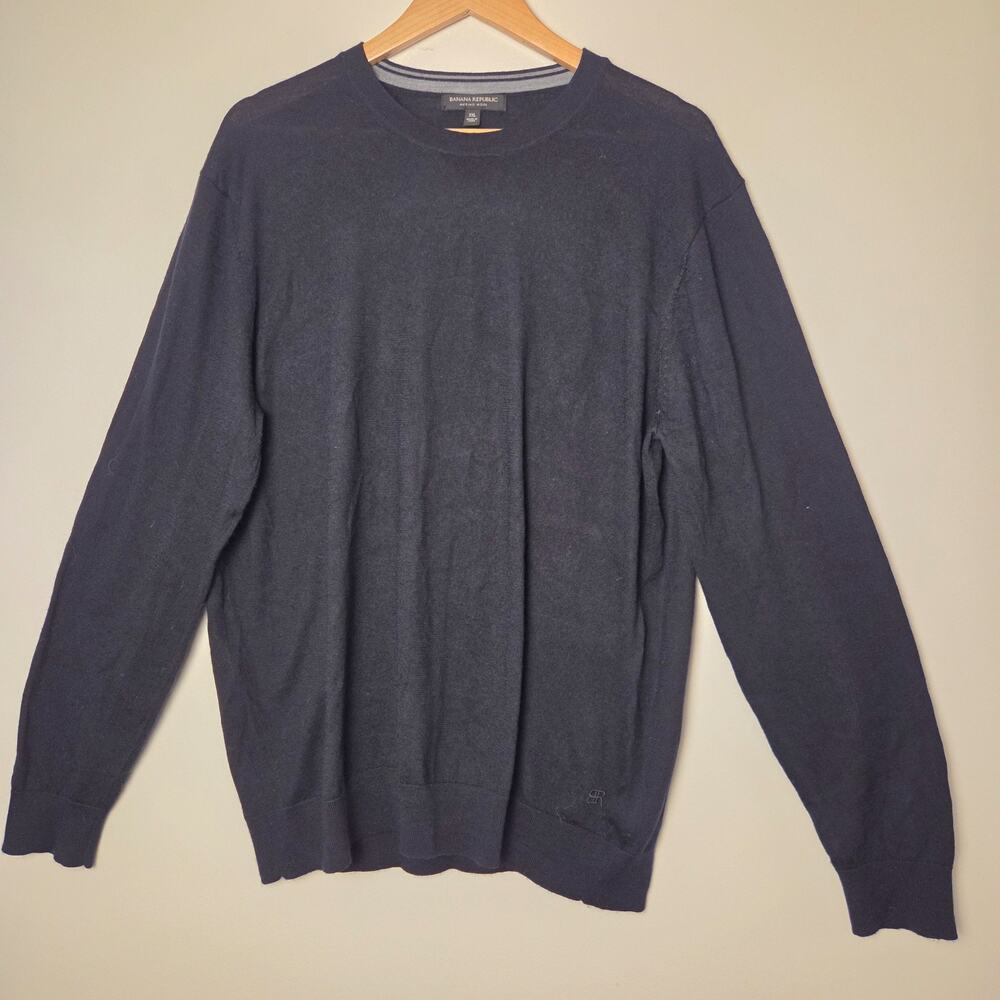 Banana Republic Men's Lightweight Merino Wool Crew-Neck Sweater Black Size XXL